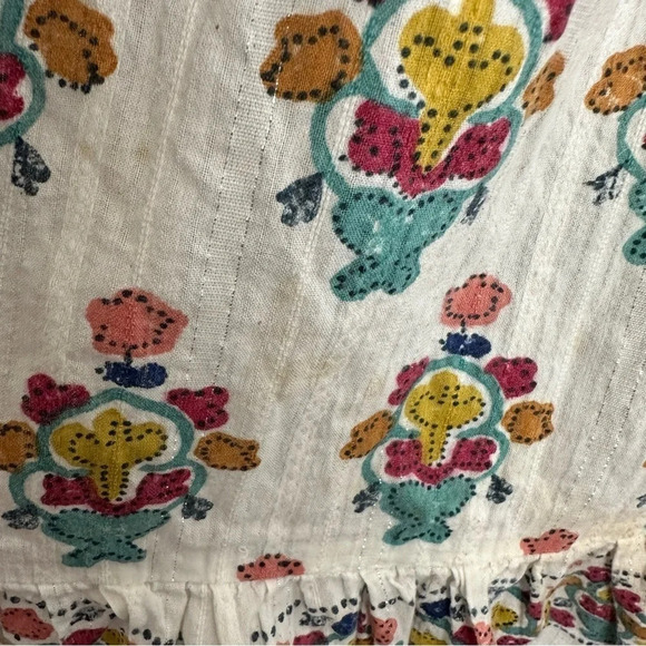 Flawed Roller Rabbit size Small V Neck Floral Babydoll Dress Metallic Summer - Picture 6 of 8